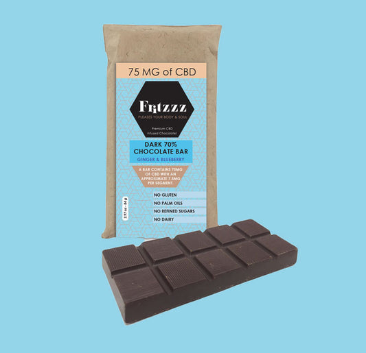 75 MG of CBD Ginger and Blueberry Chocolate Bar